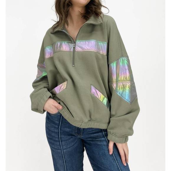 FREE PEOPLE Jackets & Blazers - NEW FREE PEOPLE away we go half zip jacket in sage stone